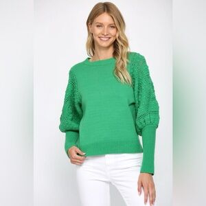 Fate Crochet Sleeve Sweater - Kelly green Size Small